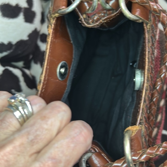 80s Aztec Design Blanket and Leather Shoulder Bag - Picture 7 of 9